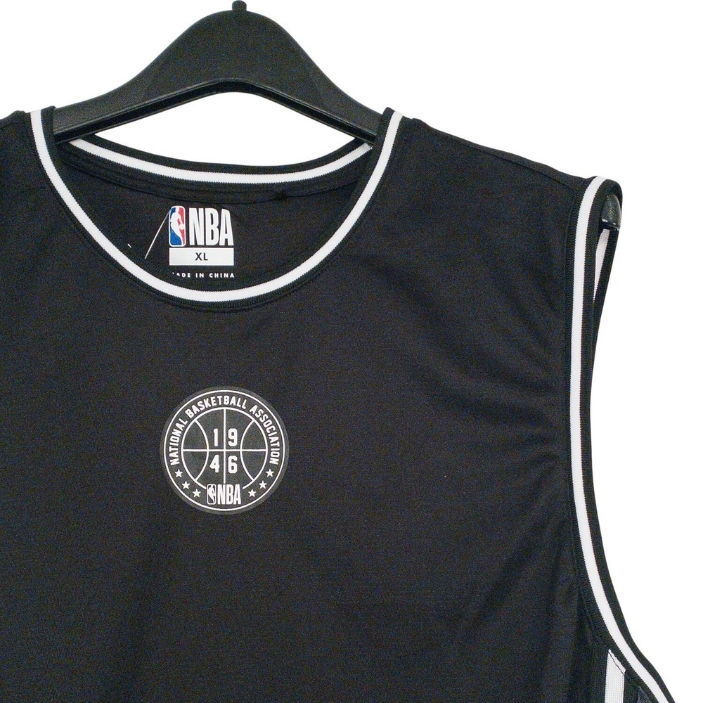 NBA Basketball Tank Top Jersey Black & White Mesh XL Mens Official Logo‎